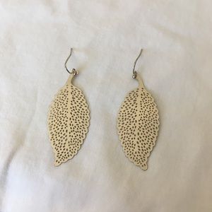 Gold-tone leaf dangling pierced earrings